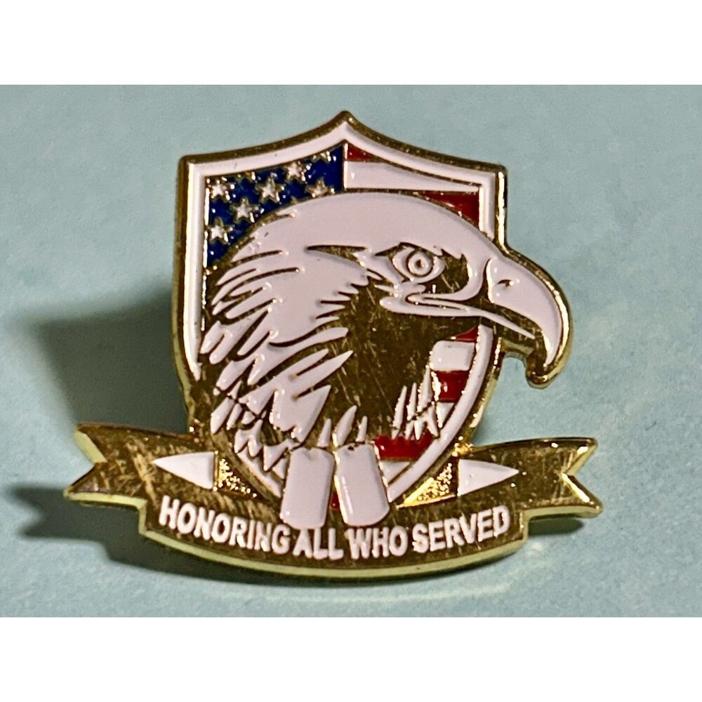 'Honoring All That Served.' US Veterans Golden Eagle Hat Or Lapel Pin